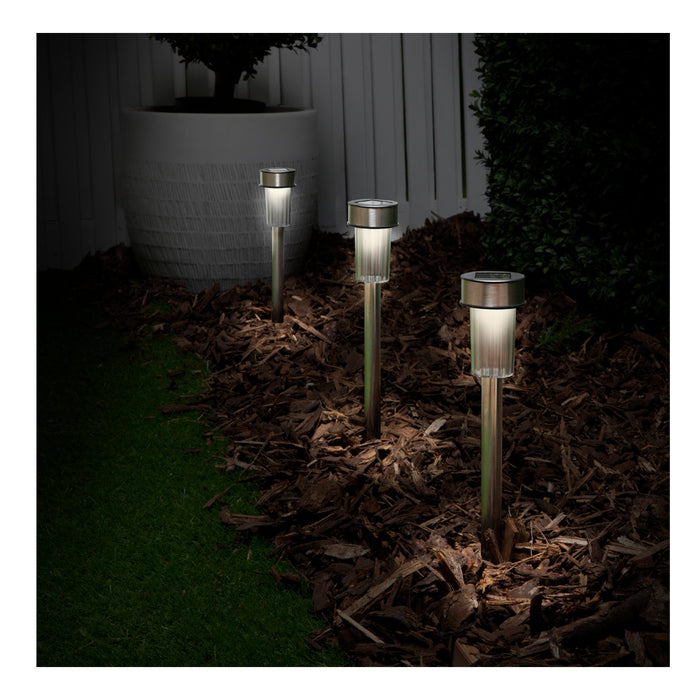 Set of 10 solar LED garden lamps stainless steel - 36 cm