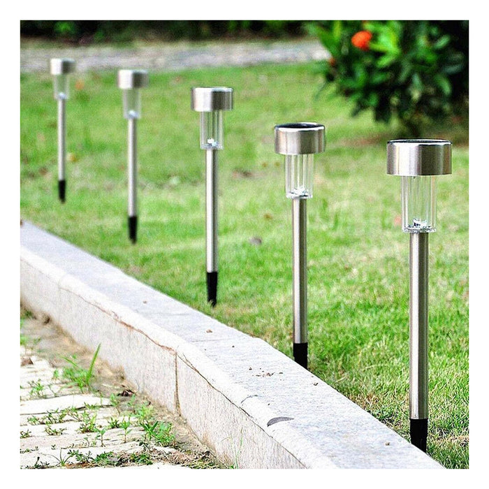 Set of 10 solar LED garden lamps stainless steel - 36 cm