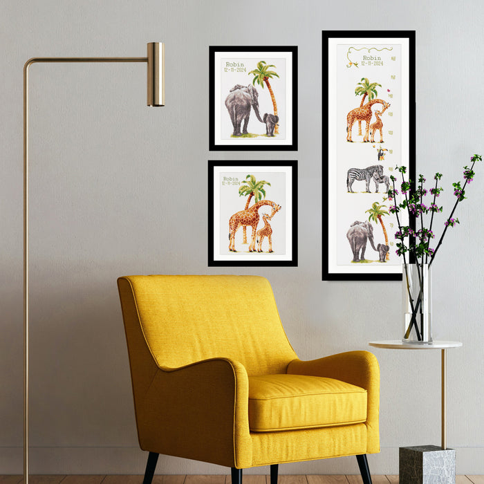Borduurpakket (geboorte)tegel Safari Olifant 25 x 38 cm - aida of linnen