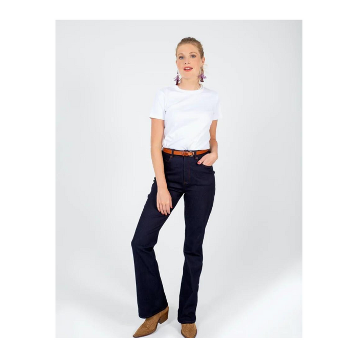 Naaicursus five pocket-broek – flared jeans